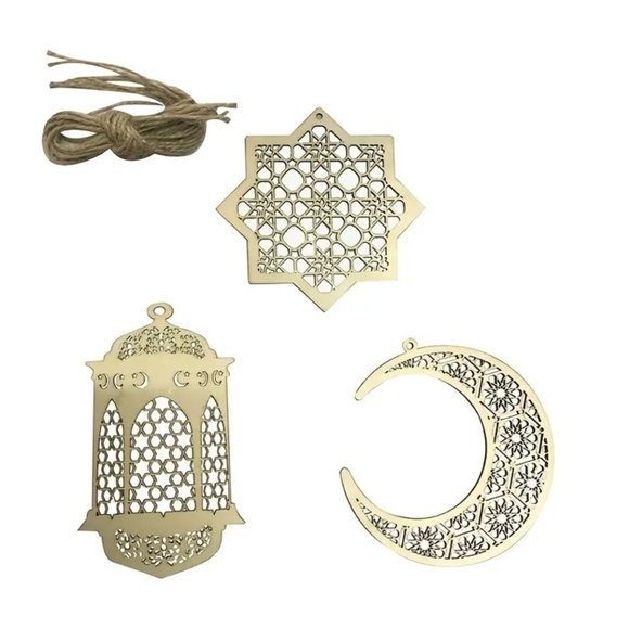 NWT 3 peice Handmade Ramadan wooden hanging decorations/ Ramadan and Eid decor - Picture 4 of 5